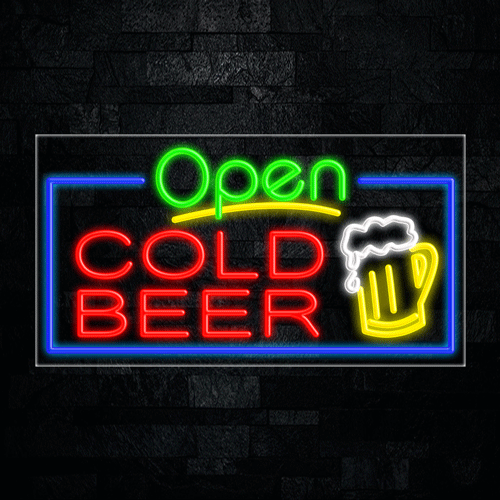 Open Cold Beer LED Flex Neon Sign 33" x 18"