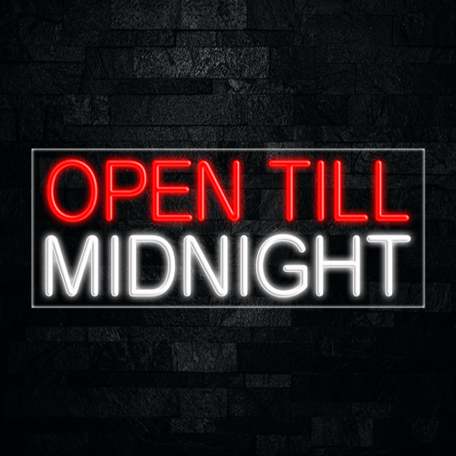 Open Till Midnight LED Flex Neon Sign 30" x 12"