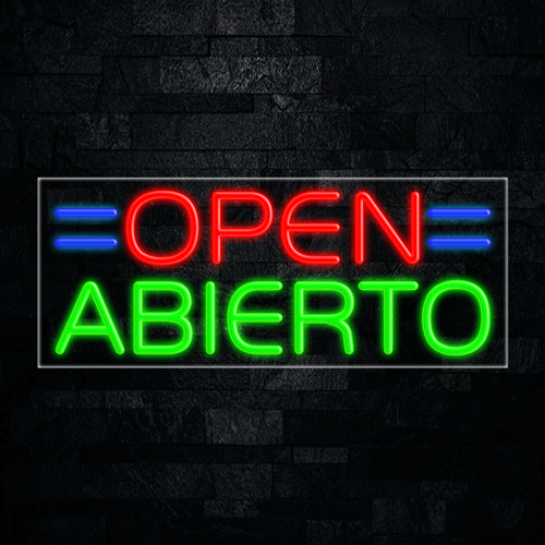 Open Abierto LED Flex Neon Sign 30" x 12"