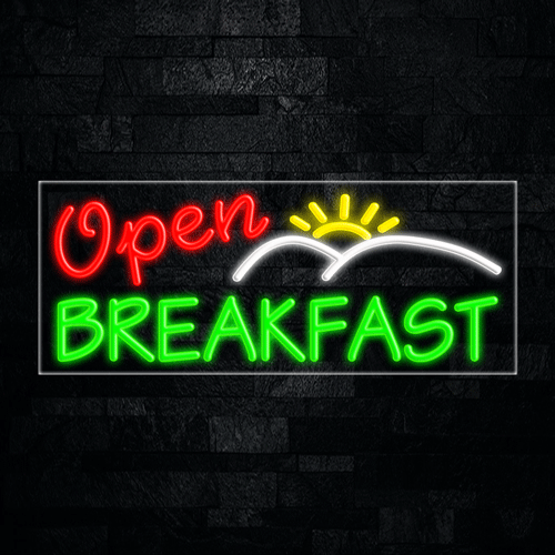 Open Breakfast LED Flex Neon Sign 30" x 12"