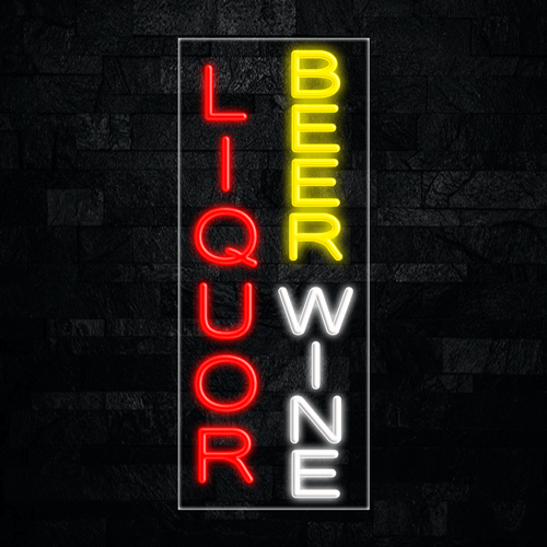 Liquor Beer Wine LED Flex Neon Sign 12" x 30"