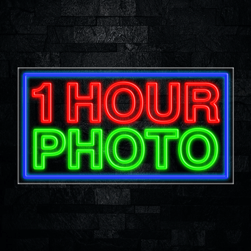 1 Hour Photo LED Flex Neon Sign 33" x 18"