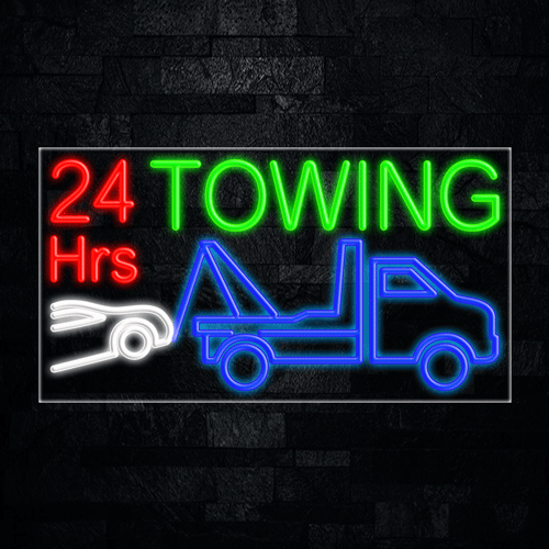 24 Hrs Towing LED Flex Neon Sign 33" x 18"