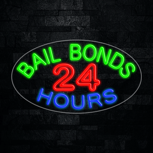 24 Hours Bail Bonds LED Flex Neon Sign 28" x 16"