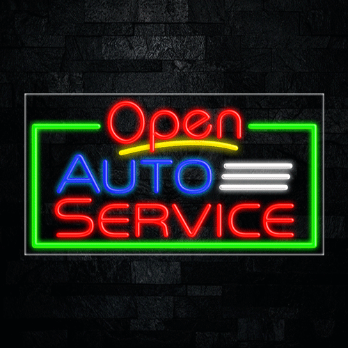 Open  Auto Service LED Flex Neon Sign 33" x 18"