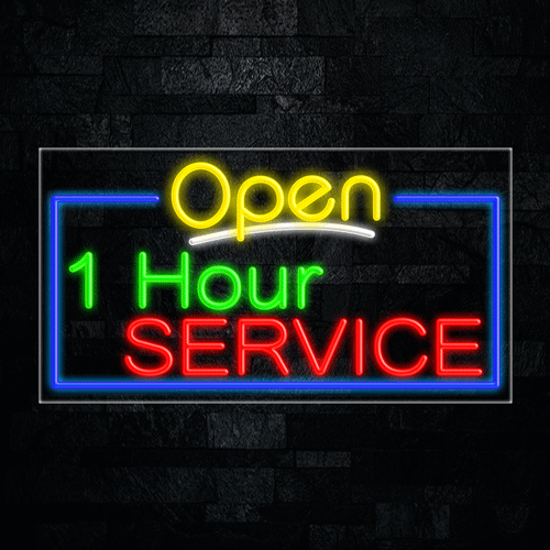 Open 1 Hour Service LED Flex Sign 33"x 18"