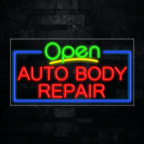 Open Auto Body Repair LED Flex Neon Sign 33" x 18"
