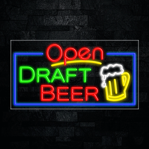 Open Draft Beer LED Flex Neon Sign 33" x 18"