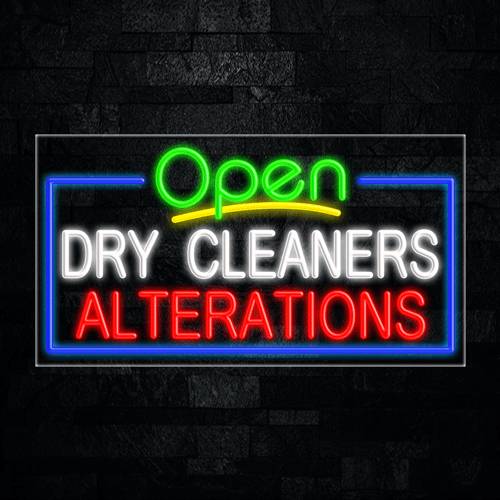 Open Dry Cleaners Alterations LED Flex Neon Sign 33" x 18"