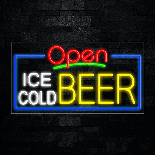 Open Ice Cold Beer LED Flex Neon Sign 33" x 18"