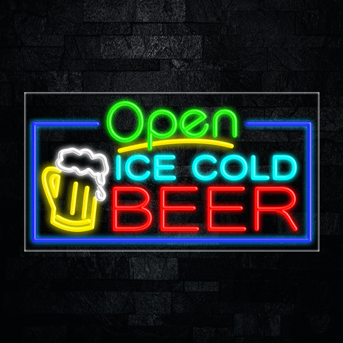 Open Ice Cold Beer LED Flex Neon Sign 33" x 18"