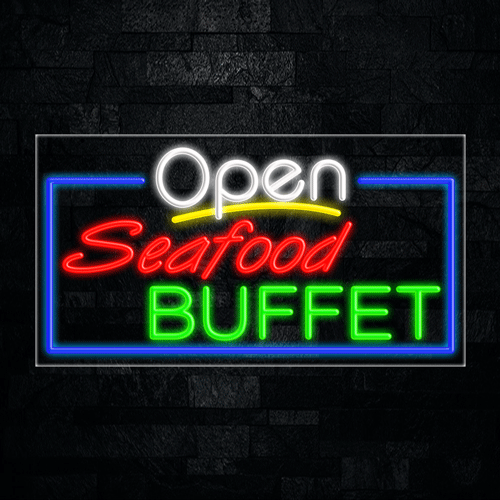 Open Seafood Buffet LED Flex Sign 33"x 18"