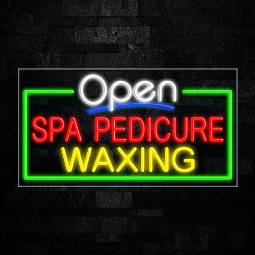 Open Spa Pedicure Waxing LED Flex Sign 33"x 18"