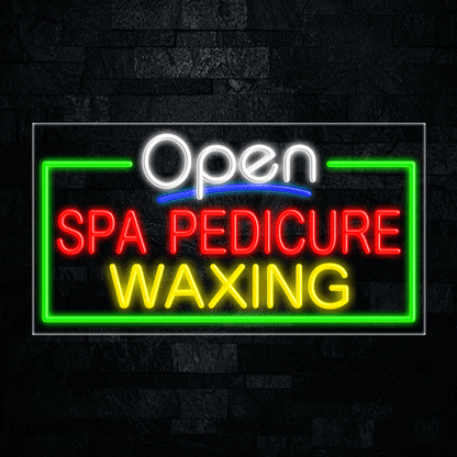 Open Spa Pedicure Waxing LED Flex Sign 33"x 18"