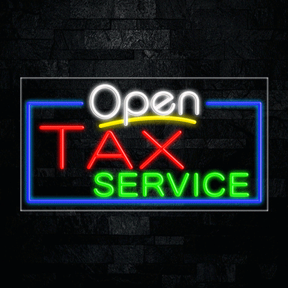 Open Tax Service LED Flex Sign 33"x 18"