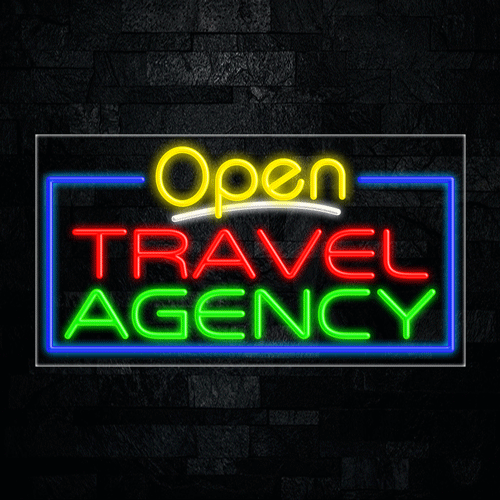 Open Travel Agency LED Flex Sign 33"x 18"