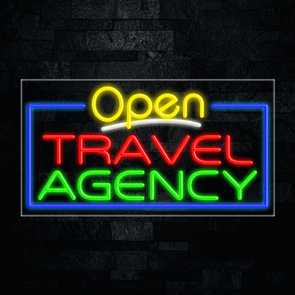 Open Travel Agency LED Flex Sign 33"x 18"