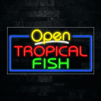 Open Tropical Fish LED Flex Sign 33"x 18"