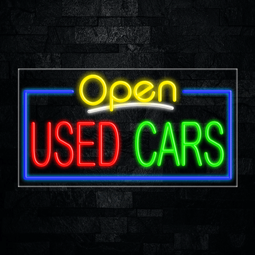 Open Used Cars LED Flex Sign 33"x 18"