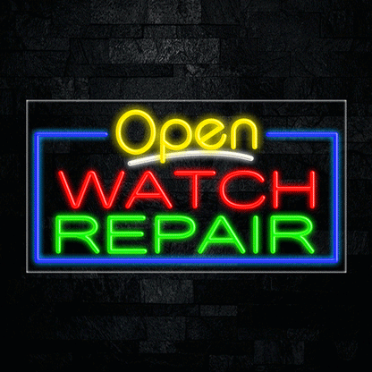 Open Watch Repair LED Flex Sign 33"x 18"