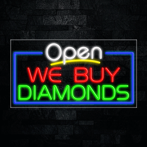 Open We Buy Diamonds LED Flex Sign 33"x 18"