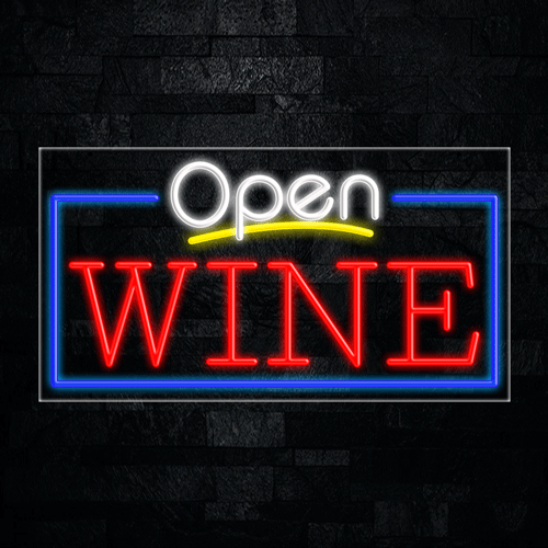 Open Wine LED Flex Sign 33"x 18"