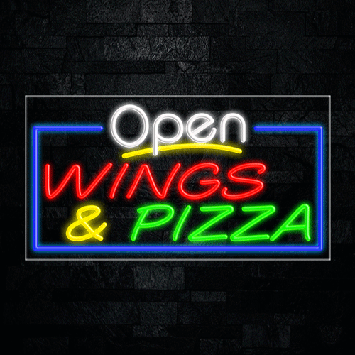 Open Wings & Pizza LED Flex Sign 33"x 18"